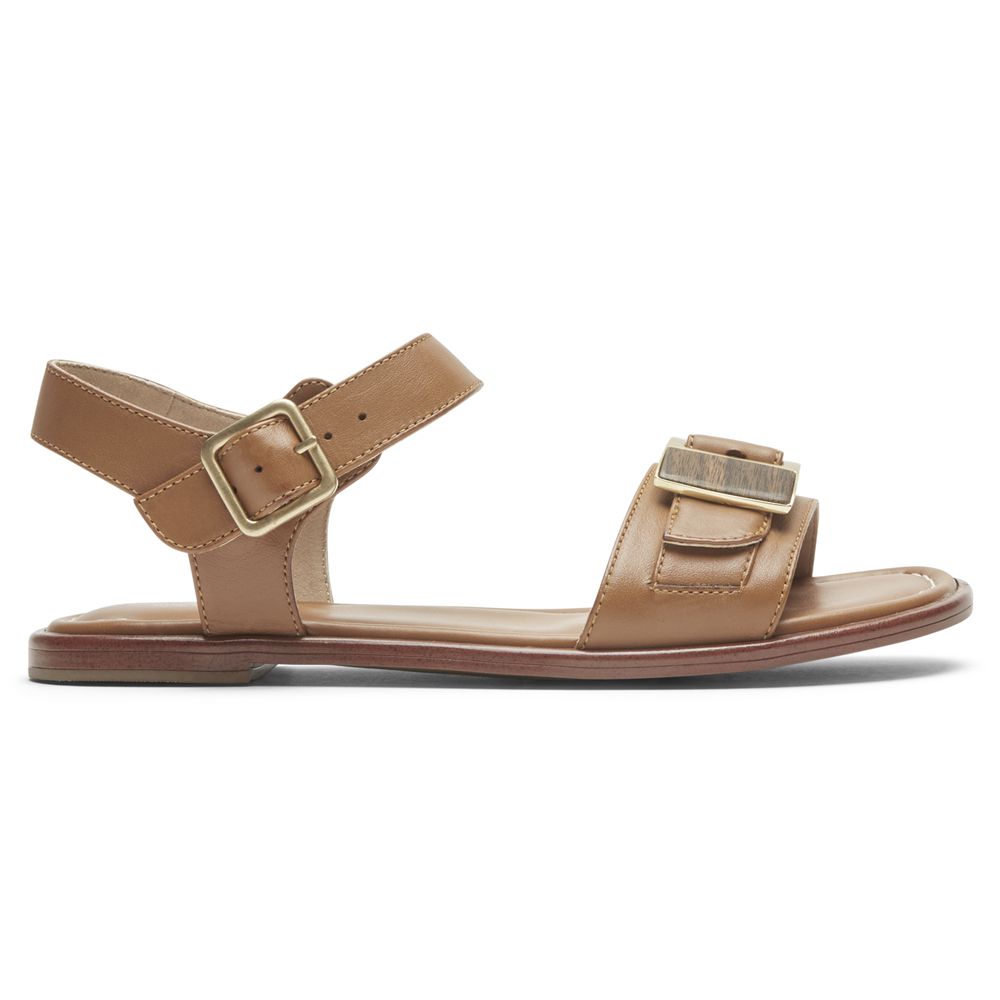 Rockport Women's Total Motion Zadie Buckle Sandals - Brown - USA (9012WVNEM)